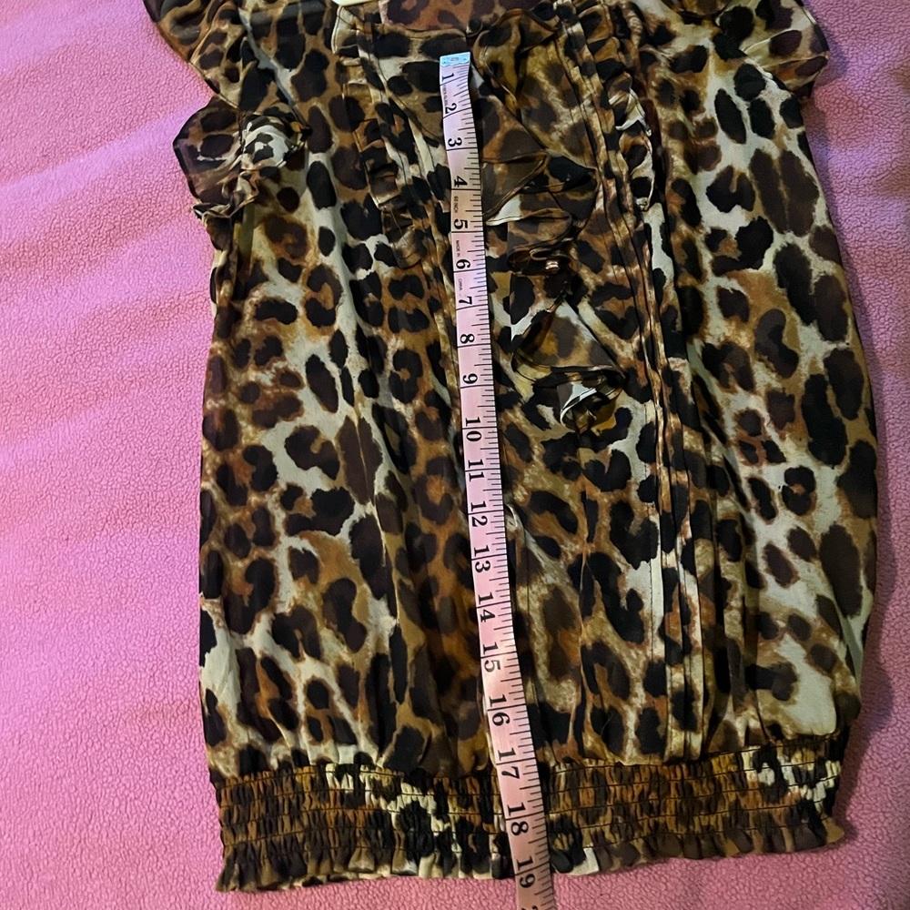 Express Leopard Print Ruffle Top Sheer Size XS - Picture 9 of 12